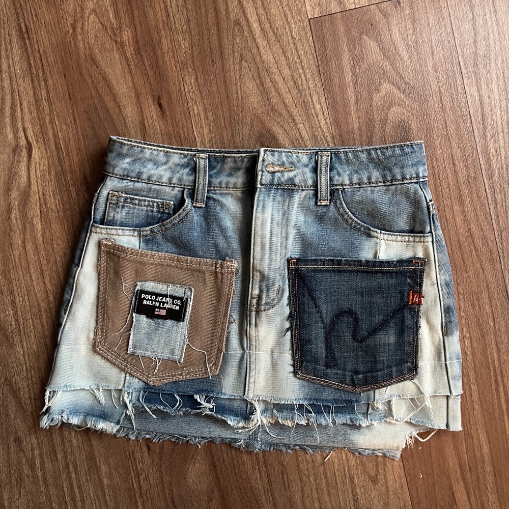Patchwork Denim Skirt